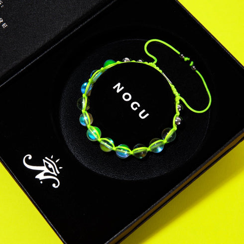 Jaune fluo | Supernova arc-en-ciel | Argent | Bracelet Charmballa Verre Galaxy